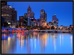Australia, Rzeka, Most, Wieżowce, Melbourne